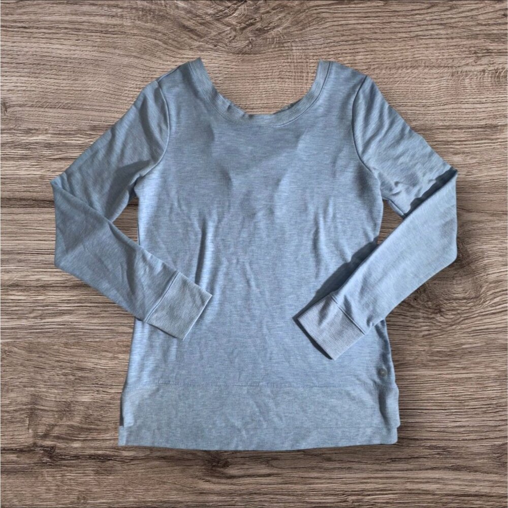 90 Degrees Womens Small Light Blue Activewear Long Sleeve Shirt Criss Cross Back